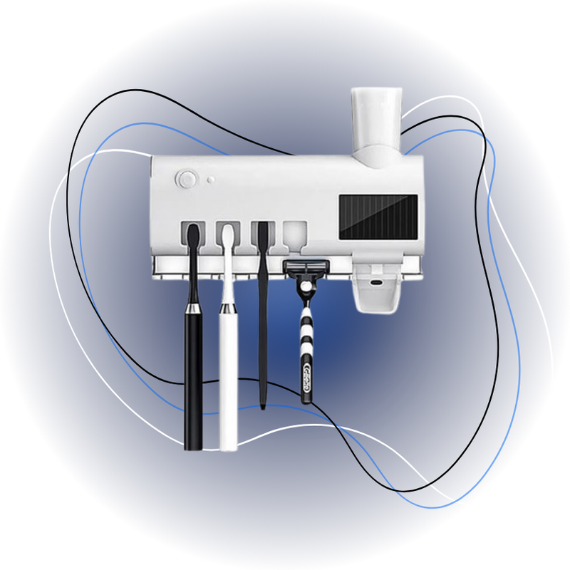 Suporte Automático com Esterilizador UV e Dispensador de Pasta de Dente