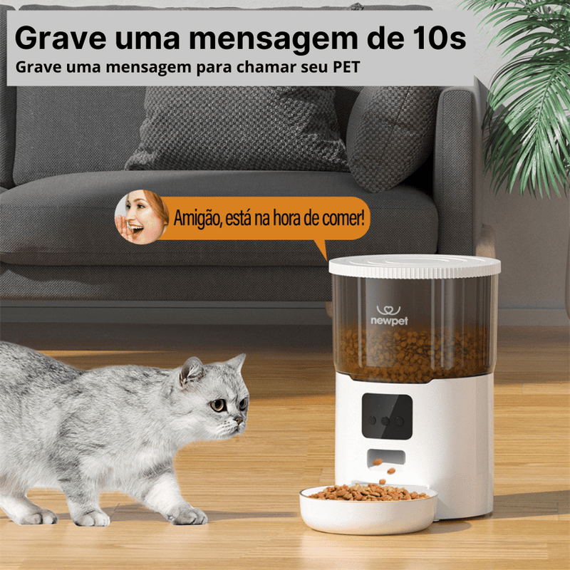 Alimentador Automático Inteligente 4L Pet – Controle por APP, Dispensador Automático com Gravação de Áudio