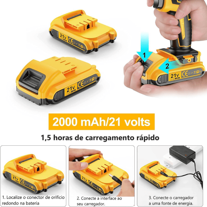 Parafusadeira e Furadeira Elétrica 21V