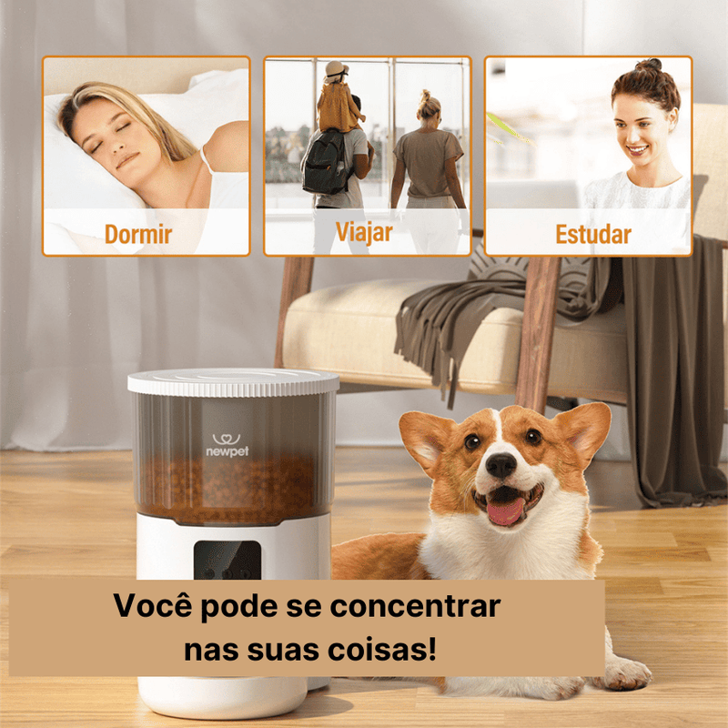 Alimentador Automático Inteligente 4L Pet – Controle por APP, Dispensador Automático com Gravação de Áudio