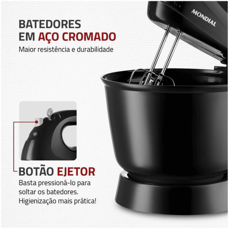 Batetedeira Mondial Practice Preto 400W B-44-B - 110V