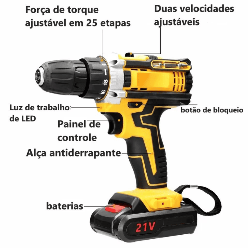 Parafusadeira e Furadeira Elétrica 21V