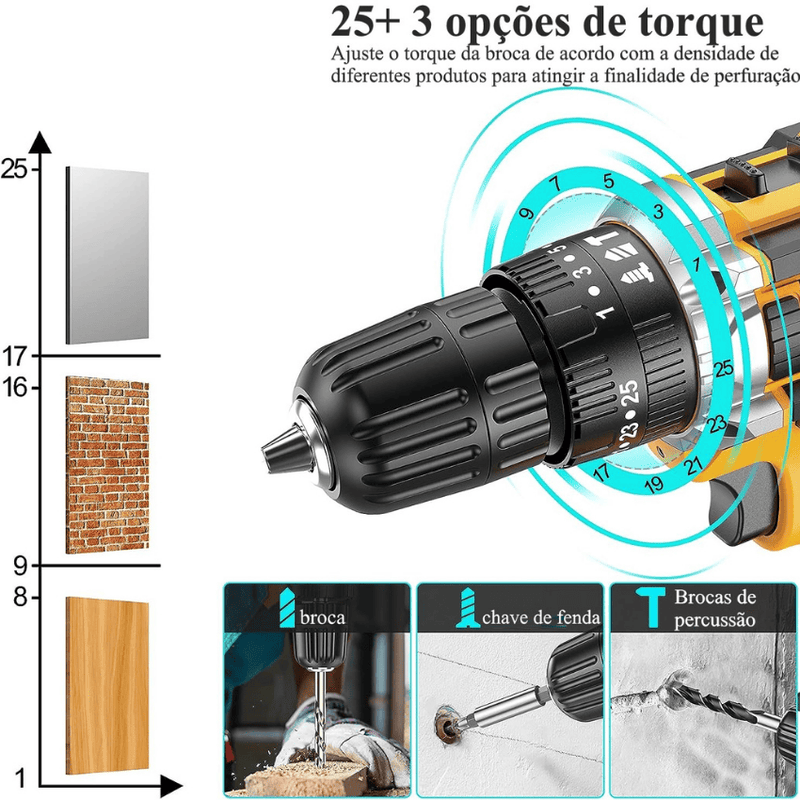 Parafusadeira e Furadeira Elétrica 21V