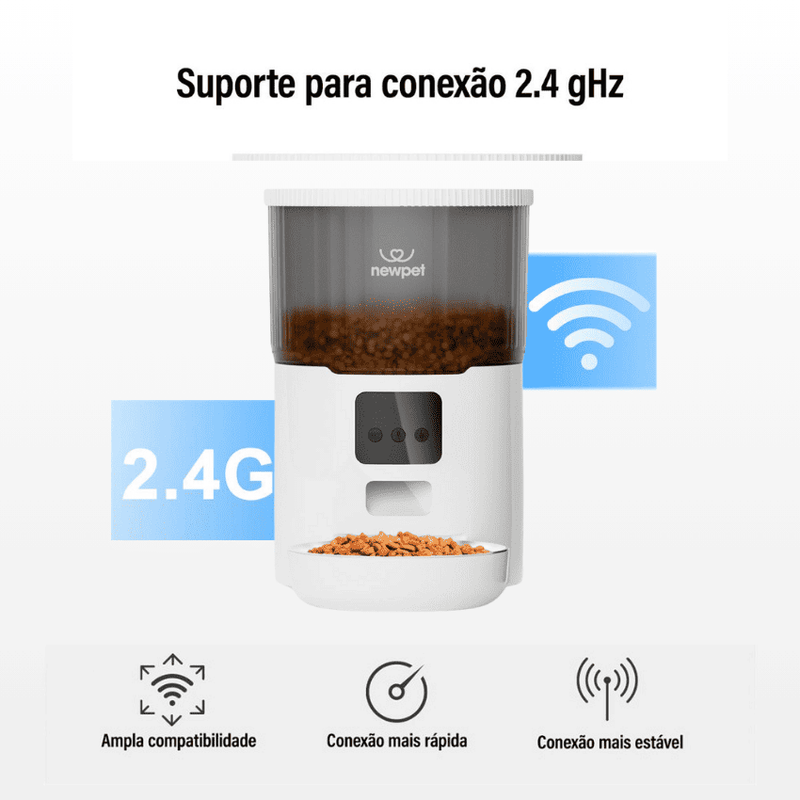 Alimentador Automático Inteligente 4L Pet – Controle por APP, Dispensador Automático com Gravação de Áudio