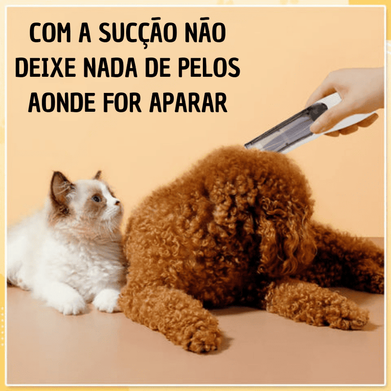 Aparador de Pelos para Animais de Estimação Elétrico a Vácuo - Kit Cortador de Cabelos para Cães e Gatos