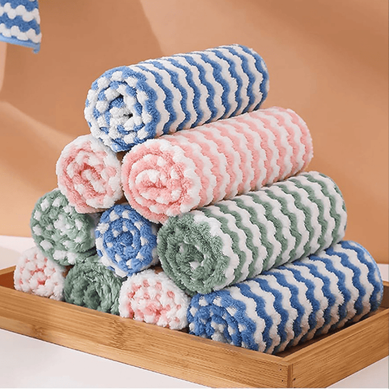 20pçs de Pano de Limpeza de Veludo Coral - Super Absorvente e Reutilizável