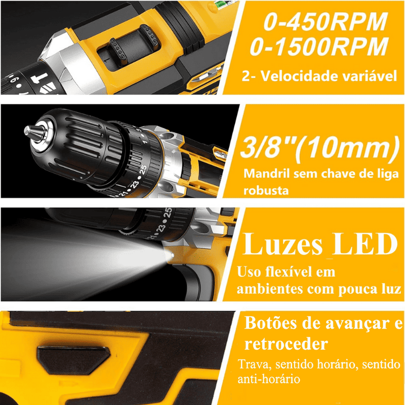 Parafusadeira e Furadeira Elétrica 21V